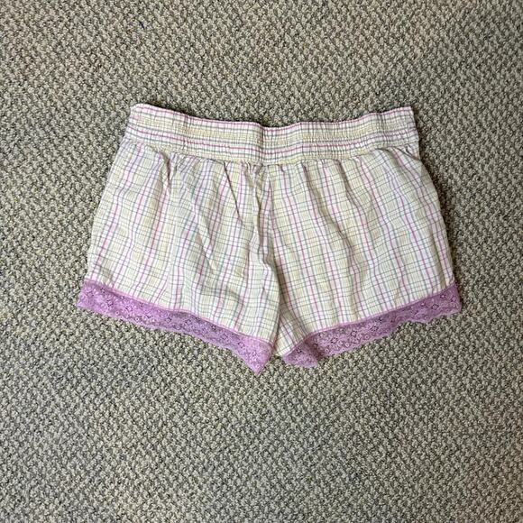 Cute vintage y2k low rise gingham plaid mini/ micro lace shorts - Picture 5 of 6